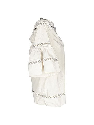 Michael Kors Michael Michael Kors Embroidered Off-Shoulder Top in White Cotton (view 2)