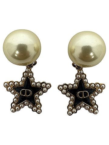 Christian Dior Dior Tribales Black Star Drop Earrings in Gold Metal (view 1)