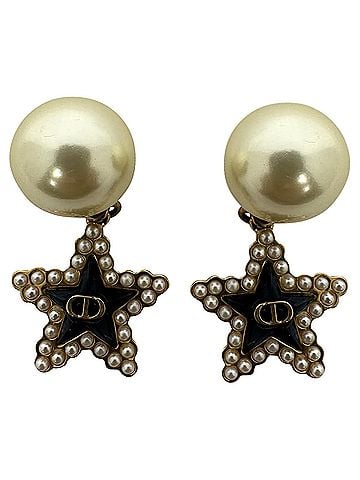 Christian Dior Dior Tribales Black Star Drop Earrings in Gold Metal (view 2)