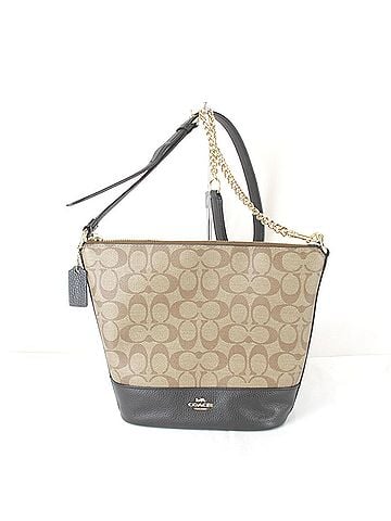 Coach COACH Signature Paxton Duffle F76669 Shoulder Bag, PVC/Leather, Black x Brown, Women's (view 1)