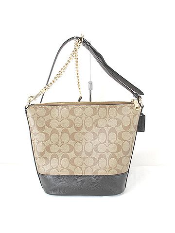 Coach COACH Signature Paxton Duffle F76669 Shoulder Bag, PVC/Leather, Black x Brown, Women's (view 2)
