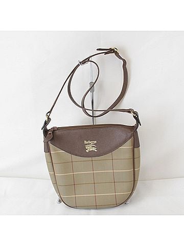 Burberry BURBERRY Burberry Shoulder Bag Leather/Canvas Gray x Brown Women's (view 1)