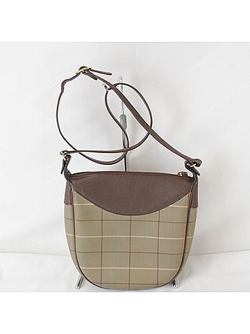 Burberry BURBERRY Burberry Shoulder Bag Leather/Canvas Gray x Brown Women's (view 2)
