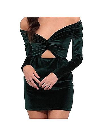 Lucy In The Sky Velvet Green Mini Dress Casual Dress (view 1)