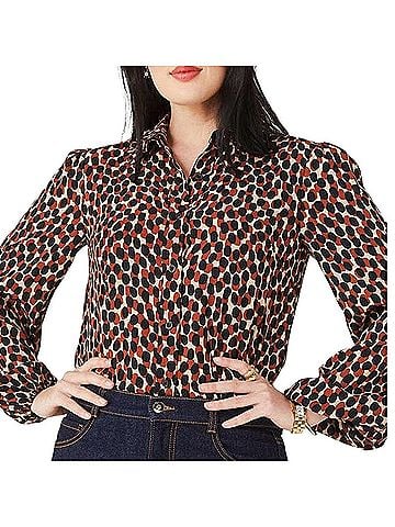 Kate Spade New York Dotty Leopard Ruffle Collar Shirt Long Sleeve T-Shirt (view 1)