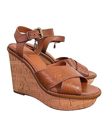 Coach Cross Band High Cork Wedge Wedges (view 1)