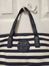 Tory Burch Stripes White Blue Leather Tote One size - photo 3