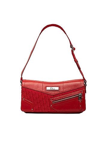 Christian Dior Christian Dior Dior Trotter One-Shoulder Bag Handbag Red Canvas Leather Women's (view 1)