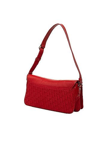 Christian Dior Christian Dior Dior Trotter One-Shoulder Bag Handbag Red Canvas Leather Women's (view 2)
