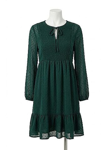 She + Sky Women's Long Sleeve Swiss Dot Dress - Plus in Sea Green (view 1)