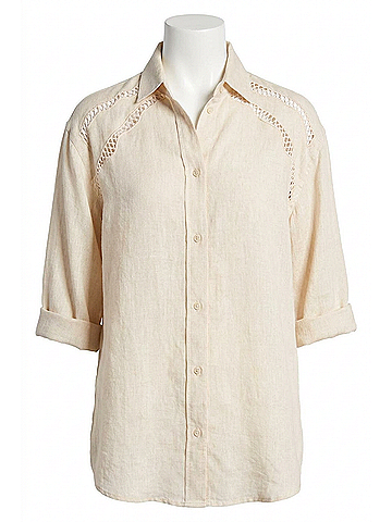 Lyssé Roxanna Embroidered Shirt in Sailcloth (view 1)