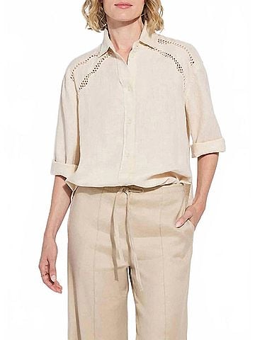 Lyssé Roxanna Embroidered Shirt in Sailcloth (view 2)