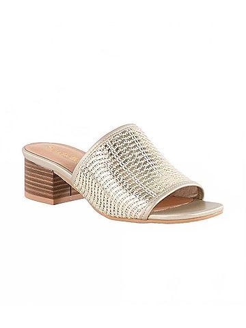 Seychelles Women's Pepper 2 Woven Mid Heel Sandals in Gold (view 1)