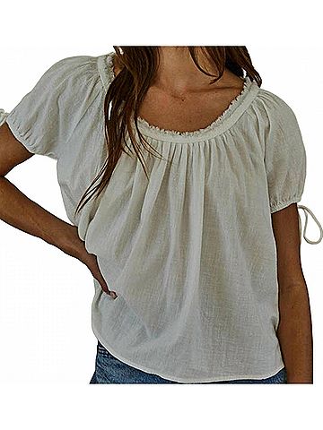 By Together Charmed Tie Detail Sleeve Top in Off White (view 2)