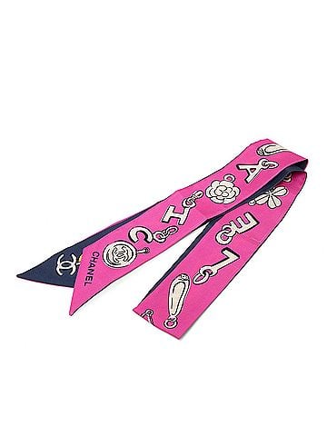 Chanel Coco Charms Print Silk Slim Bandeau Scarf (view 1)