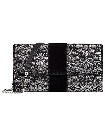 Talbots Silver Brocade Jacquard Crossbody Bag (view 1)