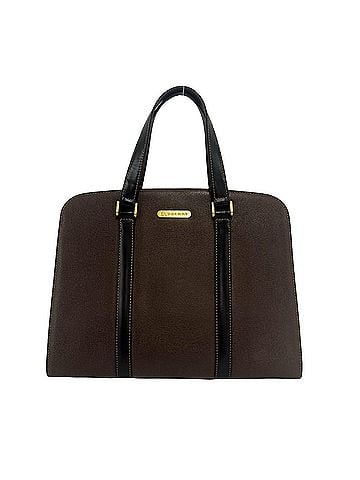 Burberry BURBERRY Burberry Logo Hardware Nova Check Pattern Leather Handbag Tote Bag Boston Brown 09971 (view 1)