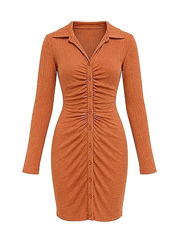 NA-KD Elevated Ruched Ribbed Button Down
Front Mini Casual Dress (view 1)