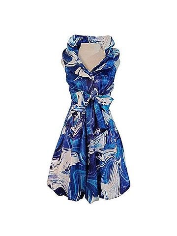 Samuel Dong Samuel Dong Blue Swirl Bubble Dress Cocktail Dress (view 1)