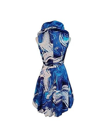 Samuel Dong Samuel Dong Blue Swirl Bubble Dress Cocktail Dress (view 2)