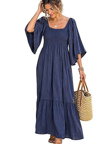 Earthbound Trading Co. Tier Maxi Blu-S Casual Dress (view 1)