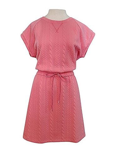 Talbots T By Talbots Quilted Jacquard Knit Drawstring Mini Dress Casual Dress (view 2)