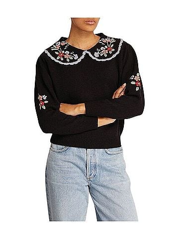 Rixo London Lula Peter Pan Collar Wool Pullover Sweater (view 1)