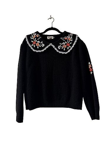 Rixo London Lula Peter Pan Collar Wool Pullover Sweater (view 2)