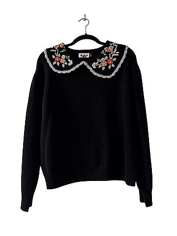 Rixo London Lula Peter Pan Collar Wool Pullover Sweater (view 2)