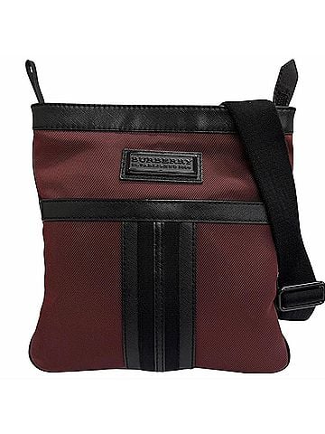Burberry BURBERRY canvas and leather crossbody shoulder bag with logo plate, burgundy black, for men, dust bag. (view 1)