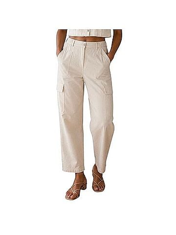 Max Studio London Ivory Cargo Utility Pants Cargo Pants (view 1)