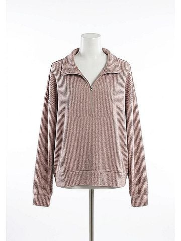 Dylan Hampton Zip Pullover in Heather Pink (view 1)