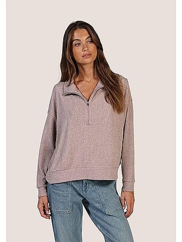Dylan Hampton Zip Pullover in Heather Pink (view 2)