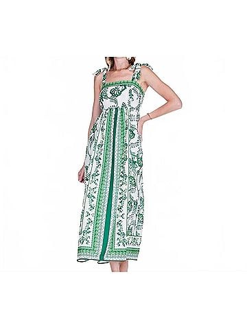 Jade The Verdant Villa Maxi Dress in Green And White Floral (view 2)