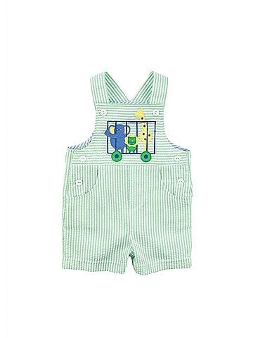 Florence Eiseman Kid's Zoo Animal Seersucker Shortall in Green (view 1)