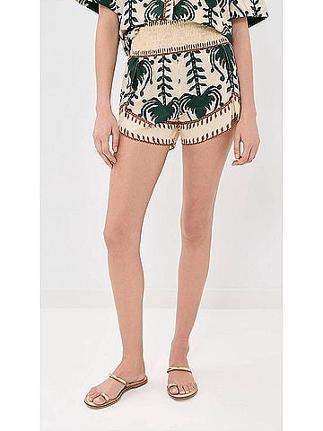 Johanna Ortiz Linka Short in Ecru/ Green (view 2)