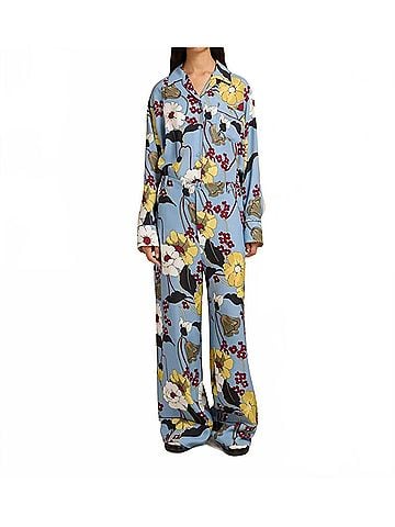 MARNI Women's Envers Satin Pants in Sky (view 2)