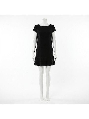 Theory Women's Tiered Seam Cap Sleeve Dress in Black (view 2)