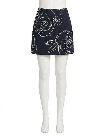 MARNI Aurora Heavy Poplin Mini Skirt in Black White (view 1)