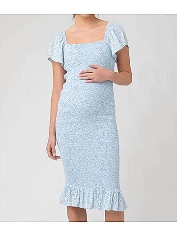 Ripe maternity Selma Shirred Dress in Baby Blue (view 2)
