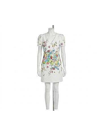 Jade Bursting Garden Fitted Dress in White (view 1)