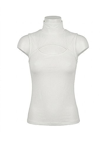 Rosetta Getty Sleevless Cutout Turtleneck Top in Mint (view 1)
