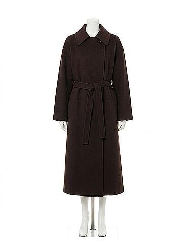 BA&SH Kate Midi Tie-Waist Coat in Chocolat (view 1)