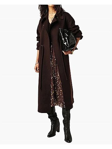 BA&SH Kate Midi Tie-Waist Coat in Chocolat (view 2)