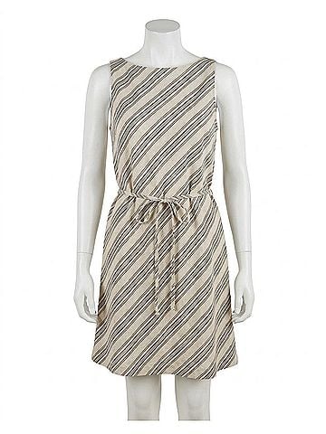 Doe & Rae Women's Striped Mini Dress in Oat (view 1)