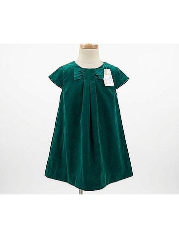 Florence Eiseman Girl's Velvet Dress With Satin 5 Mo in Green (view 2)