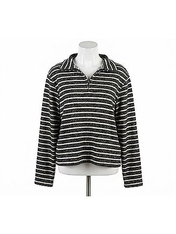 Dylan Brix Striped Quarter Zip Pullover in Black/White (view 1)