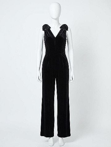 Entro Wide Leg Jumpsuit With Sequin Bow Shoulder (view 1)