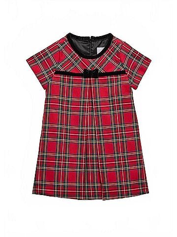 Florence Eiseman Kid's Plaid Dress With Velvet Ribbon in Red/Green (view 1)