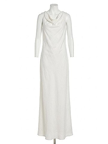 Brunello Cucinelli Soft Cowl Neckline Maxi Dress in White (view 1)